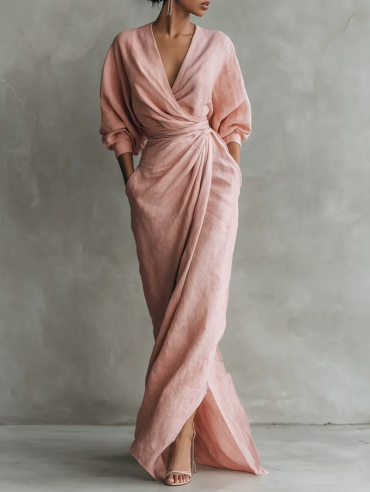 Lelia™ Draped V-Neck Maxi Dress