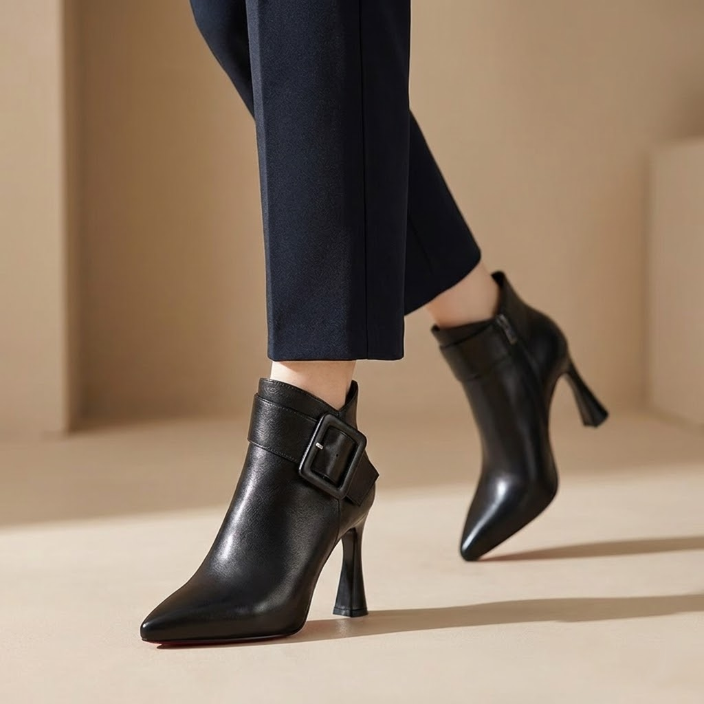 Tamera | Signature Ankle Boots with Heel & Oversized Buckle