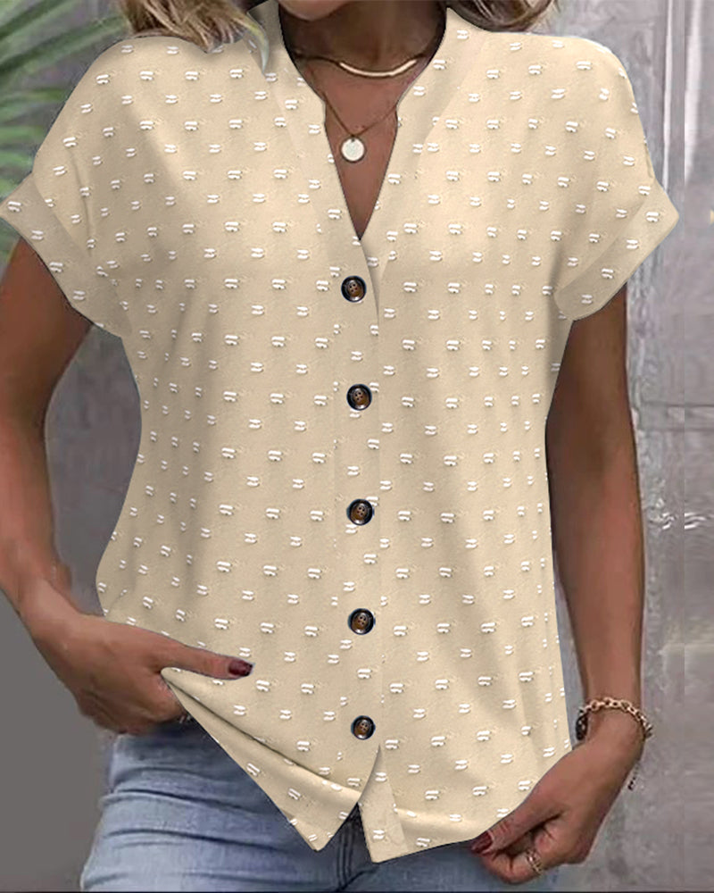 DELIA – V-NECK BUTTON BLOUSE