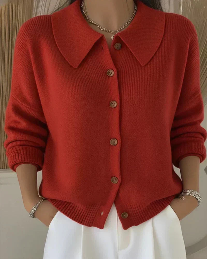 Vega | Shirt Collar Knit Cardigan
