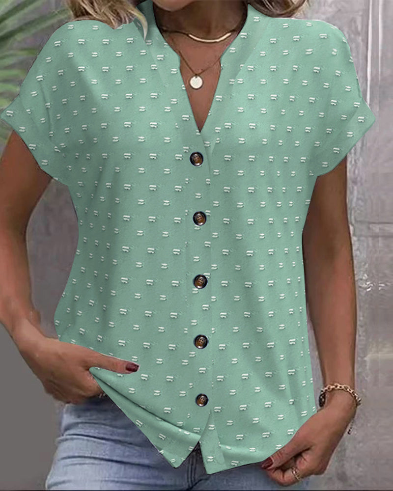 DELIA – V-NECK BUTTON BLOUSE