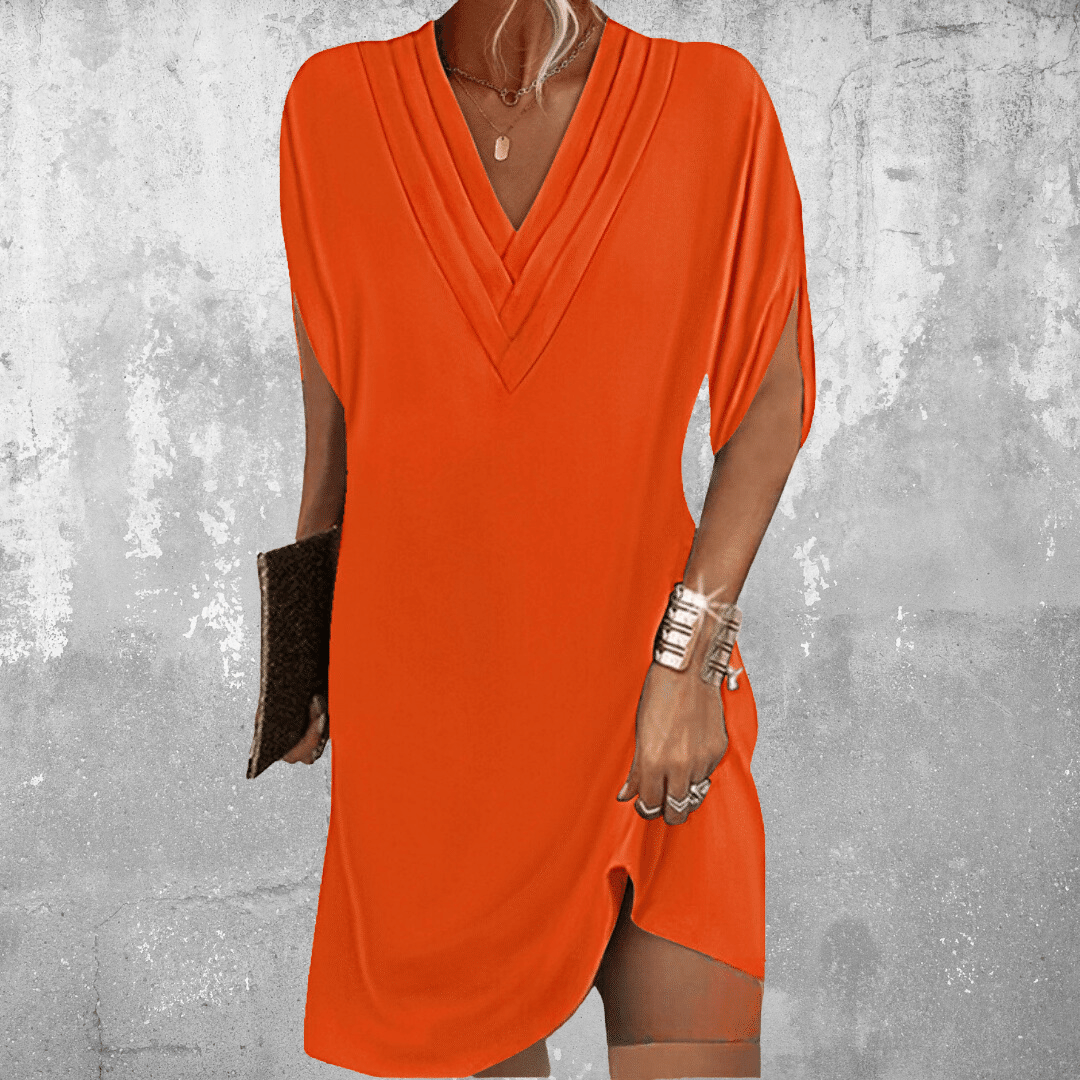 Terra - Elegant Half Sleeve V Neck Dress