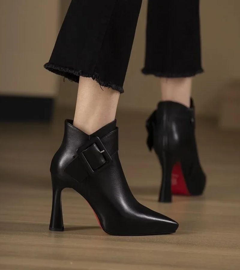 Tamera | Signature Ankle Boots with Heel & Oversized Buckle