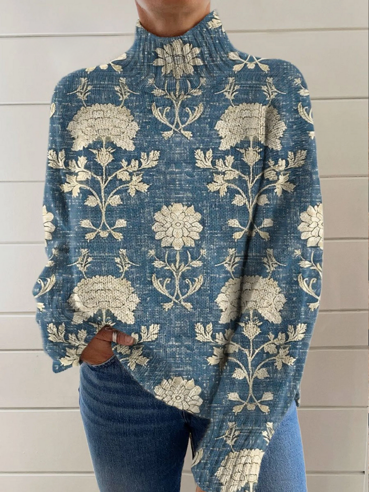Judith | Botanical Mock-Neck Jumper