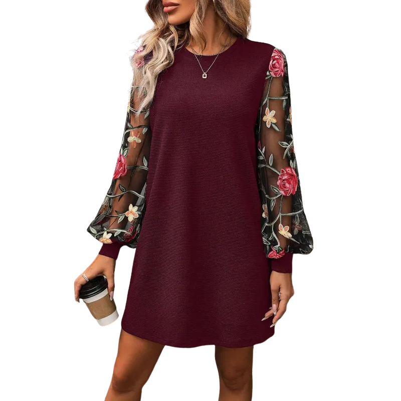 Rita – Floral Embroidered Bishop Sleeve Dress