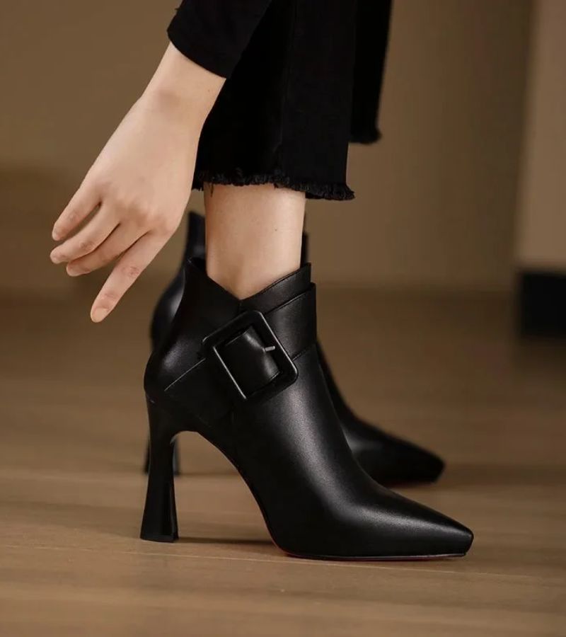 Tamera | Signature Ankle Boots with Heel & Oversized Buckle
