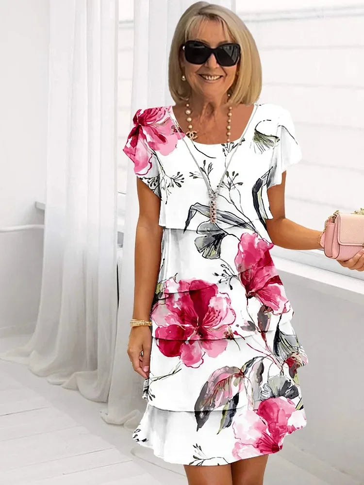 CLARICE – FLORAL LAYERED MIDI DRESS