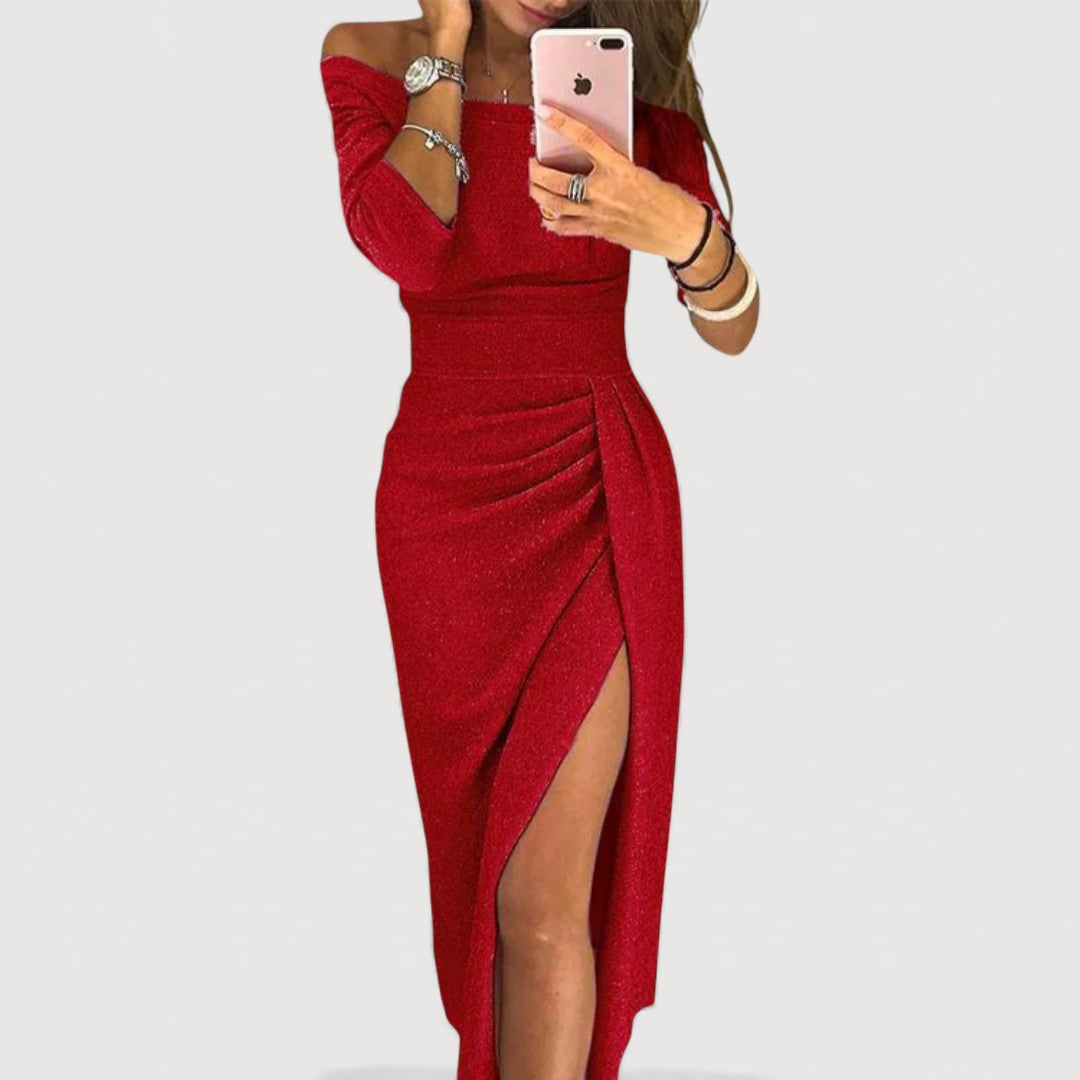 MALINA – OFF-SHOULDER MIDI DRESS