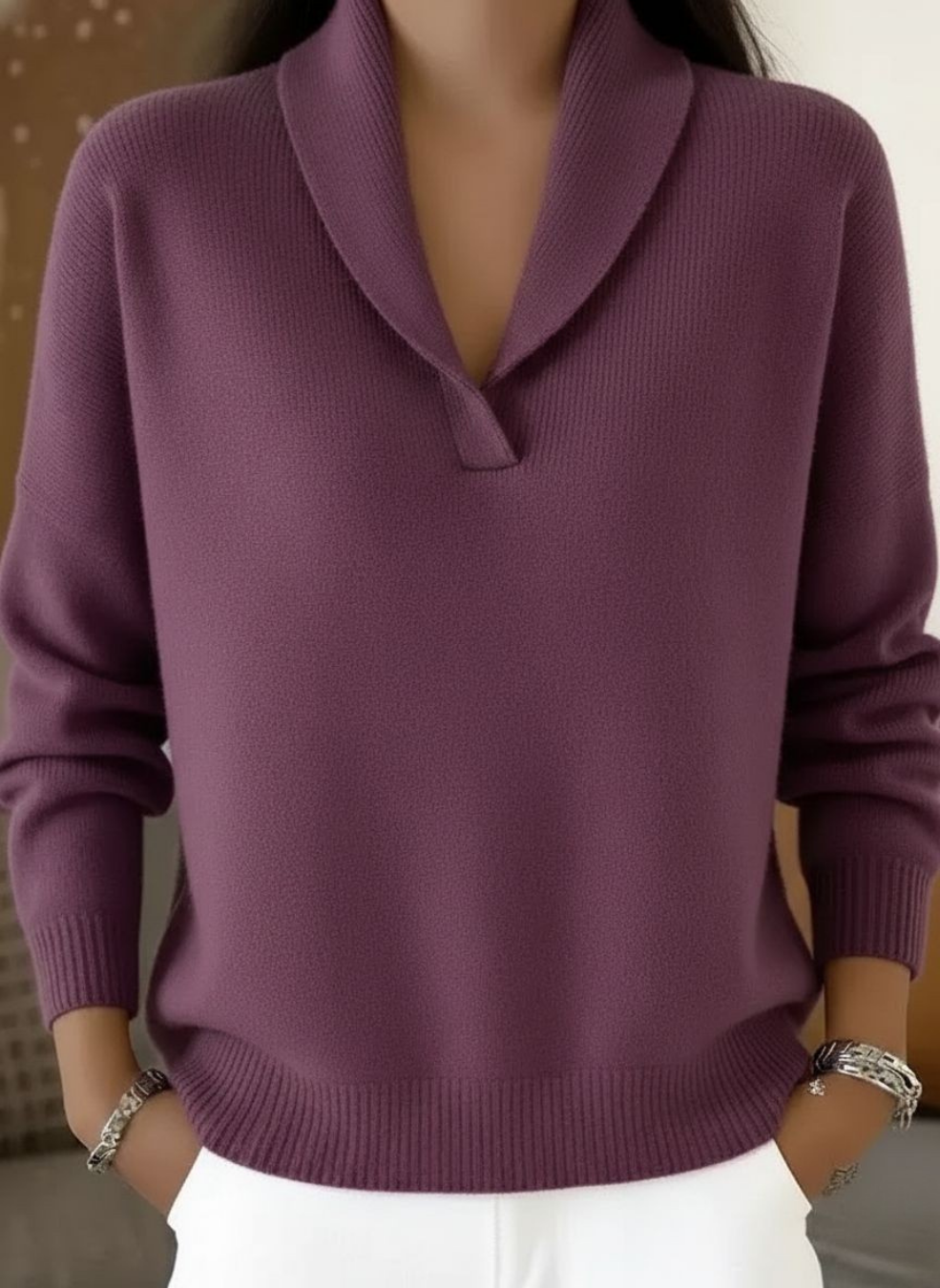 Encarna | Shawl Collar V-Neck Jumper