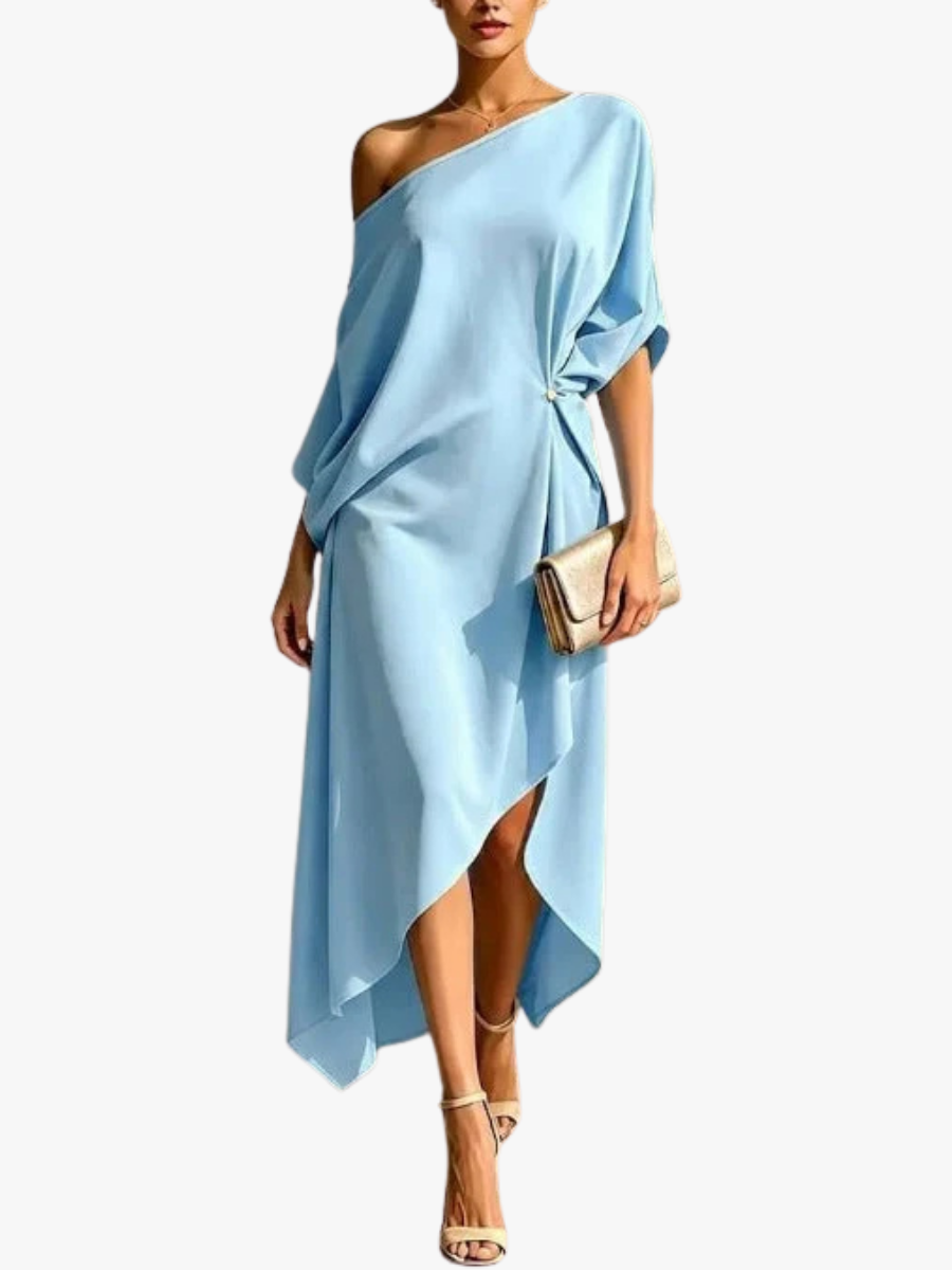 KIARA ONE-SHOULDER DRAPED DRESS