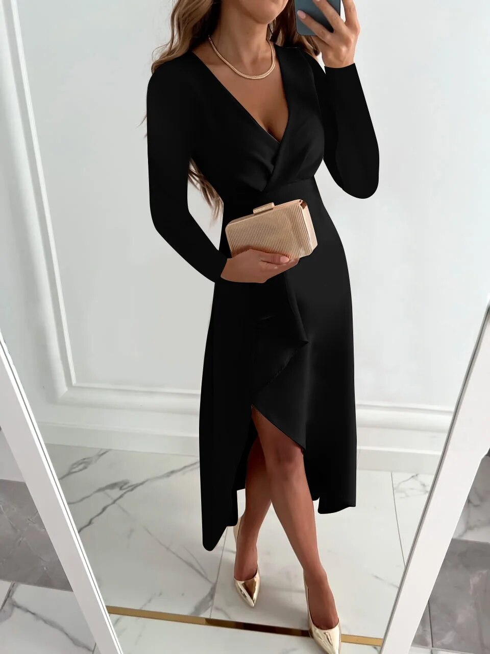 HELENA – ELEGANT WRAP MIDI DRESS