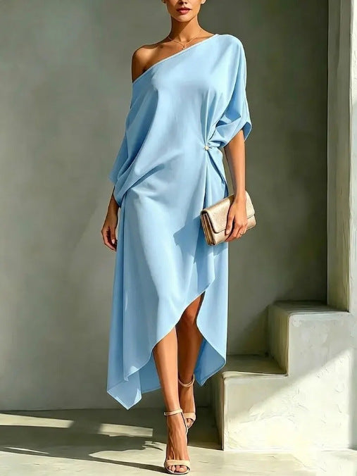 KIARA ONE-SHOULDER DRAPED DRESS