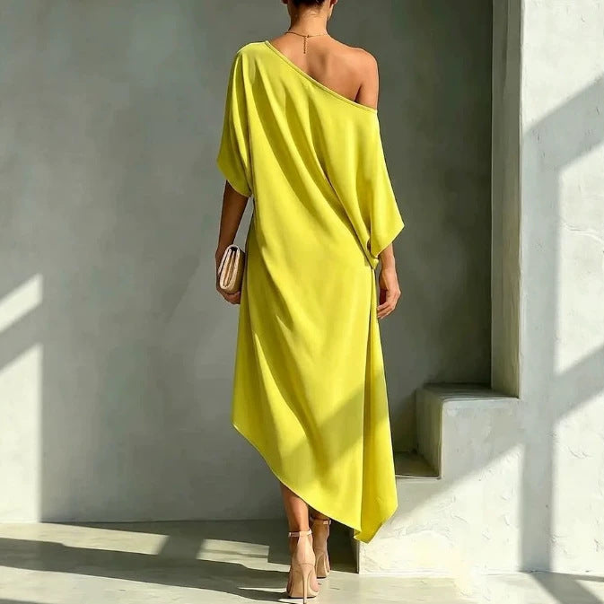 KIARA ONE-SHOULDER DRAPED DRESS