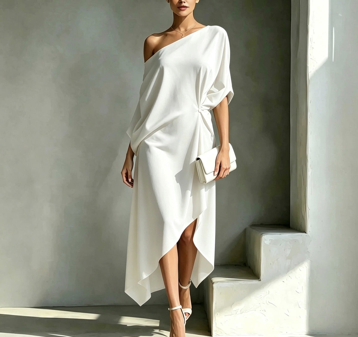 KIARA ONE-SHOULDER DRAPED DRESS