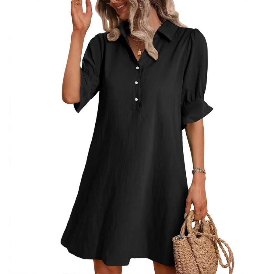 Elara - Casual Button Down Shirt Dress