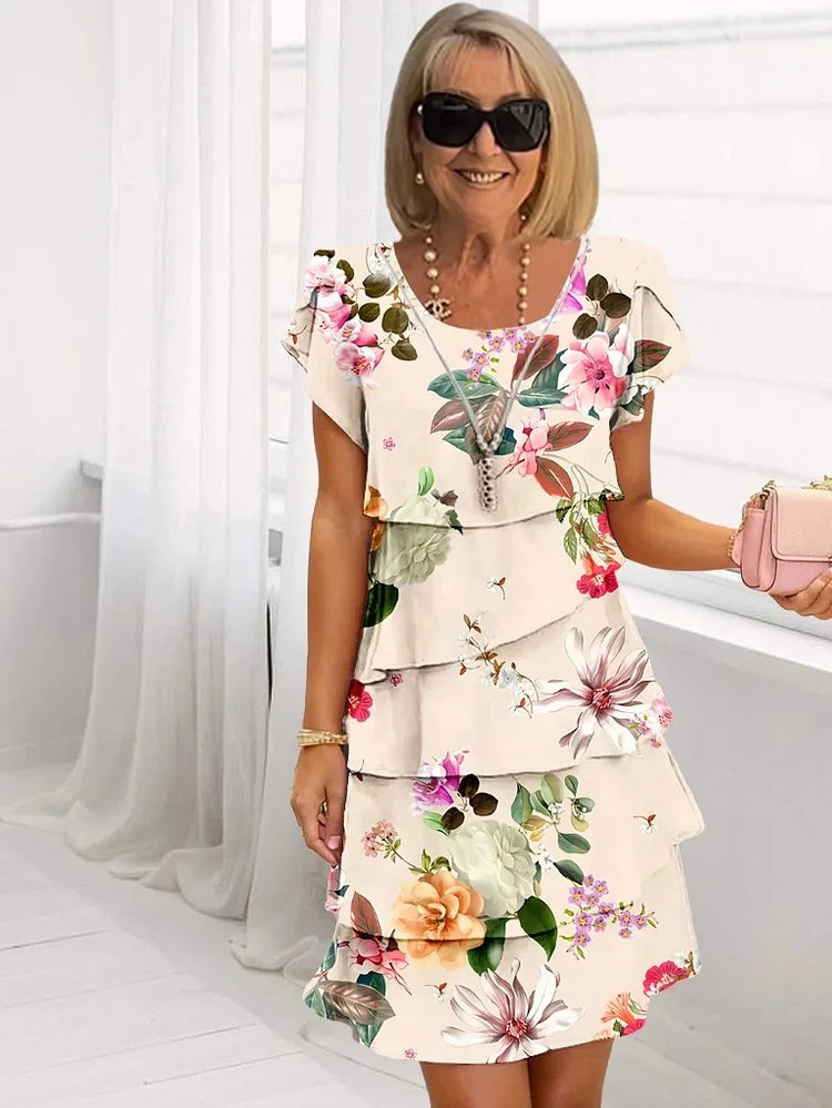 CLARICE – FLORAL LAYERED MIDI DRESS