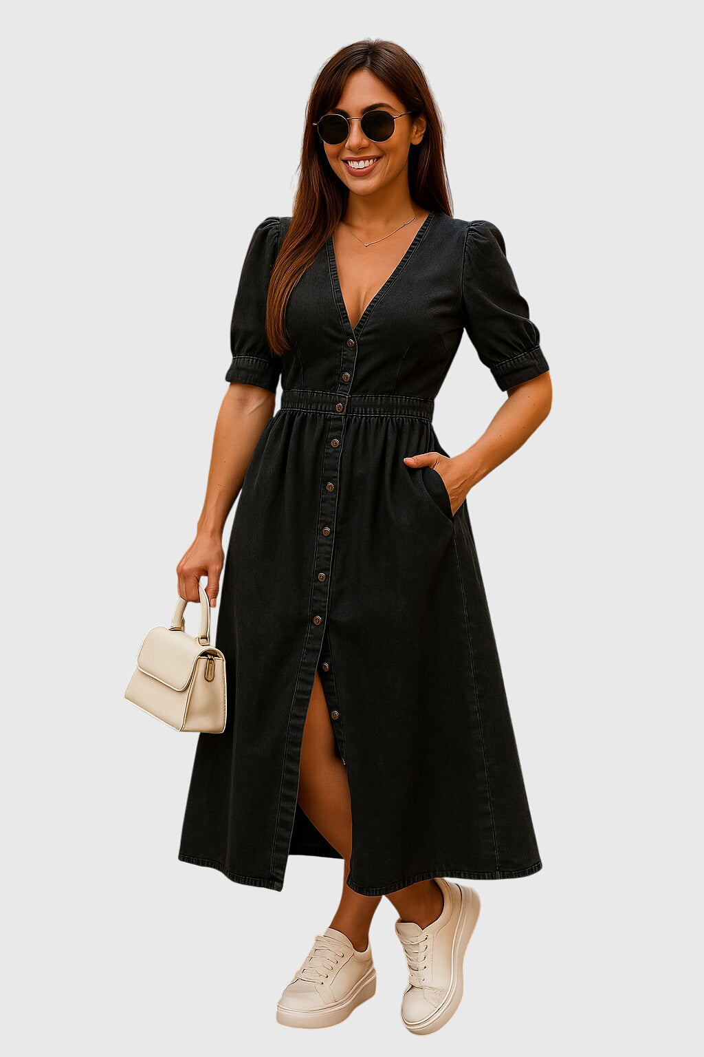 JULIANA – DENIM MIDI DRESS