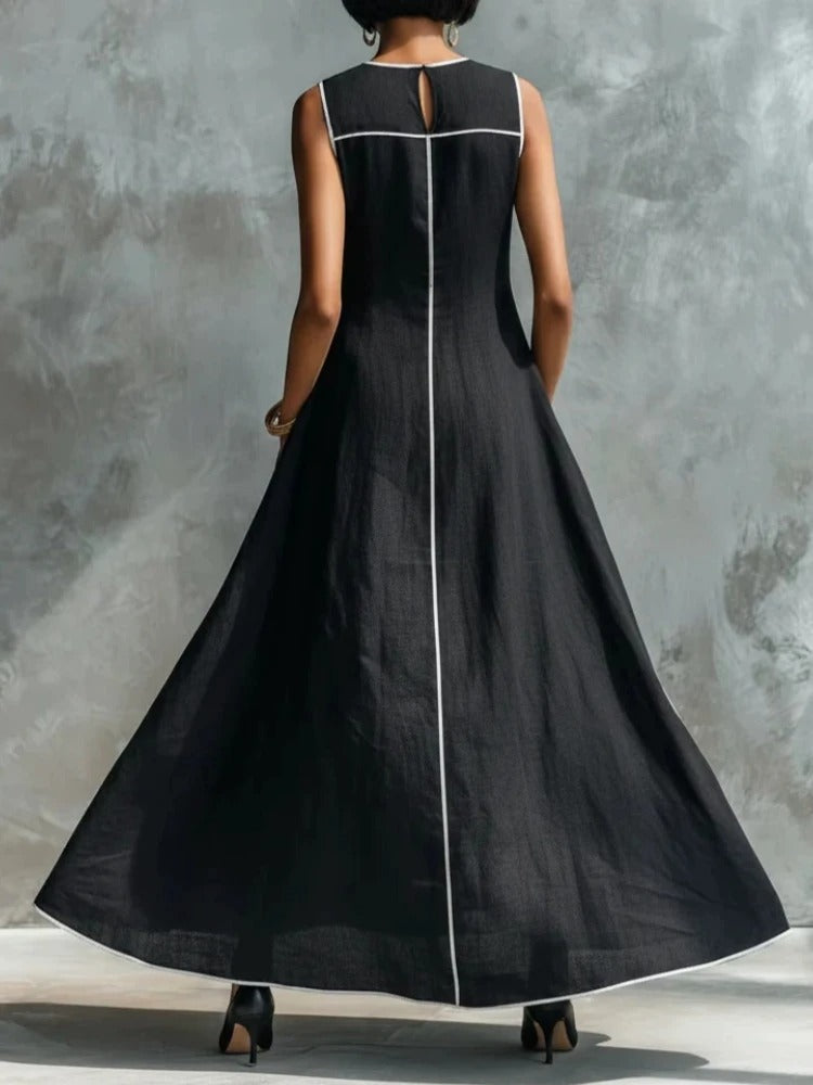 Hope™ Contrast Trim A-Line Maxi Dress