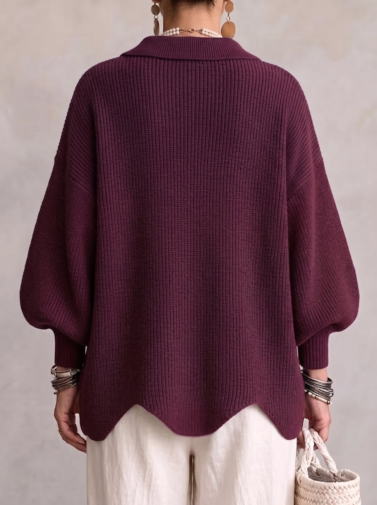 KATRIEN | OVERSIZED COLLARED CARDIGAN WITH METAL BUTTONS