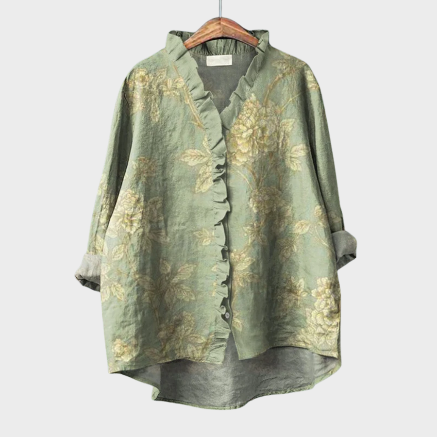 Flora | Ruffle-Trim Floral Blouse